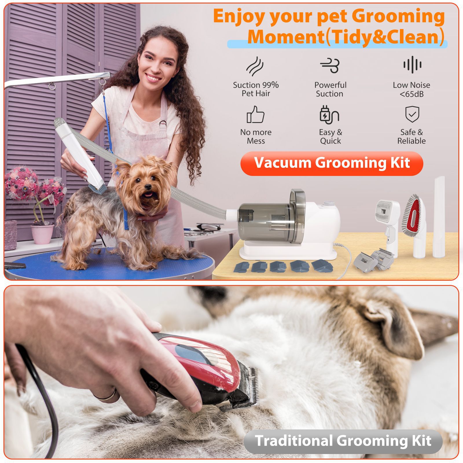 6 In 1 Pet Grooming Vacuum Kit - Dog Grooming Clippers 评论和价格